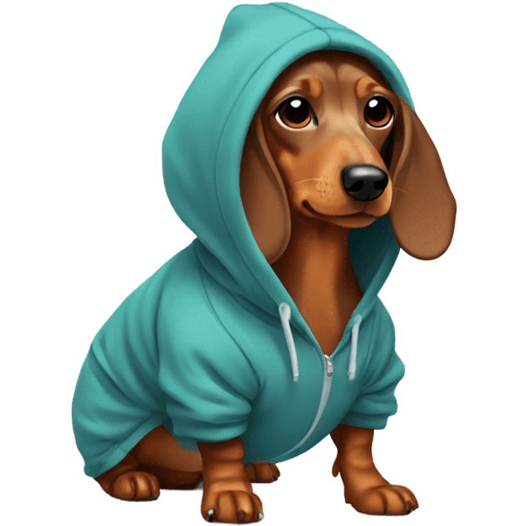 Dachshund wearing a hoodie emoji