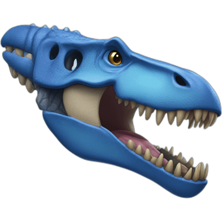 Blue t-rex jawless emoji