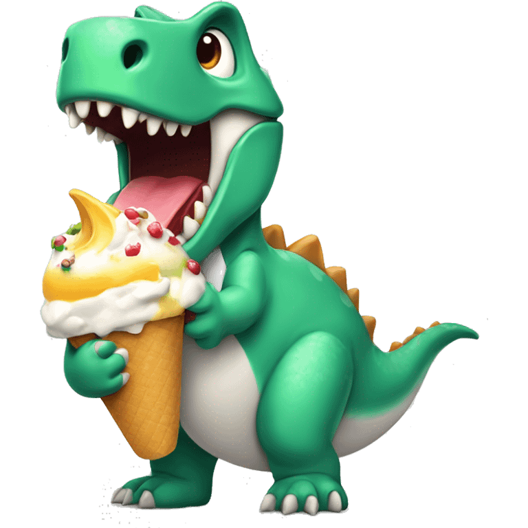 Dinosaurio comiendo helado emoji