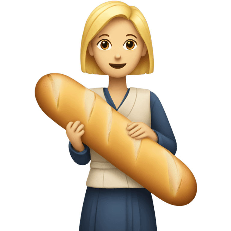 Woman hugging baguette  emoji