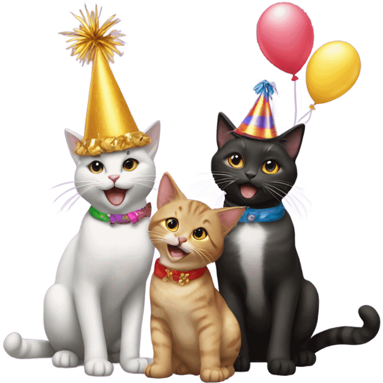 Three cats celebrating emoji