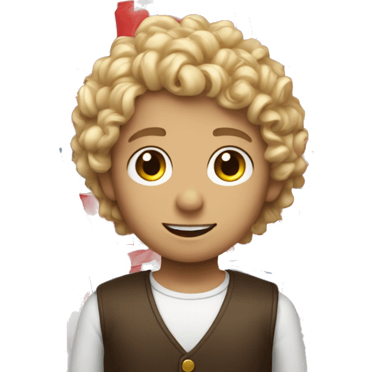 Curly blond boy with a Turkish flag emoji