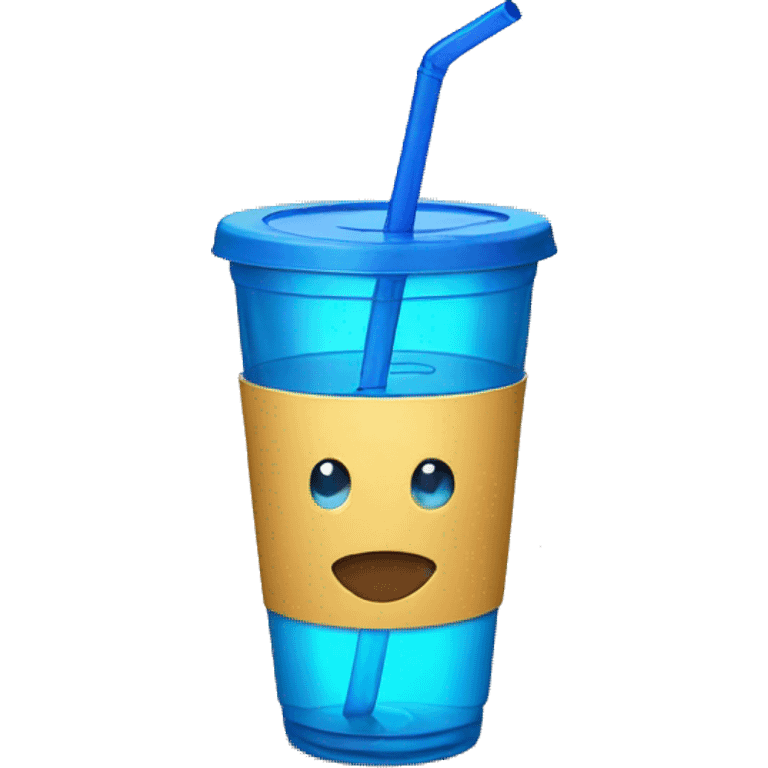 blue water cup with blue straw and blue lid emoji