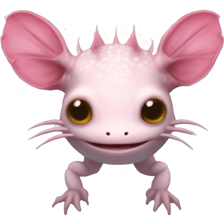 An axolotl head with no mouth and stick legs with no body just a head with stick legs an axolotl emoji