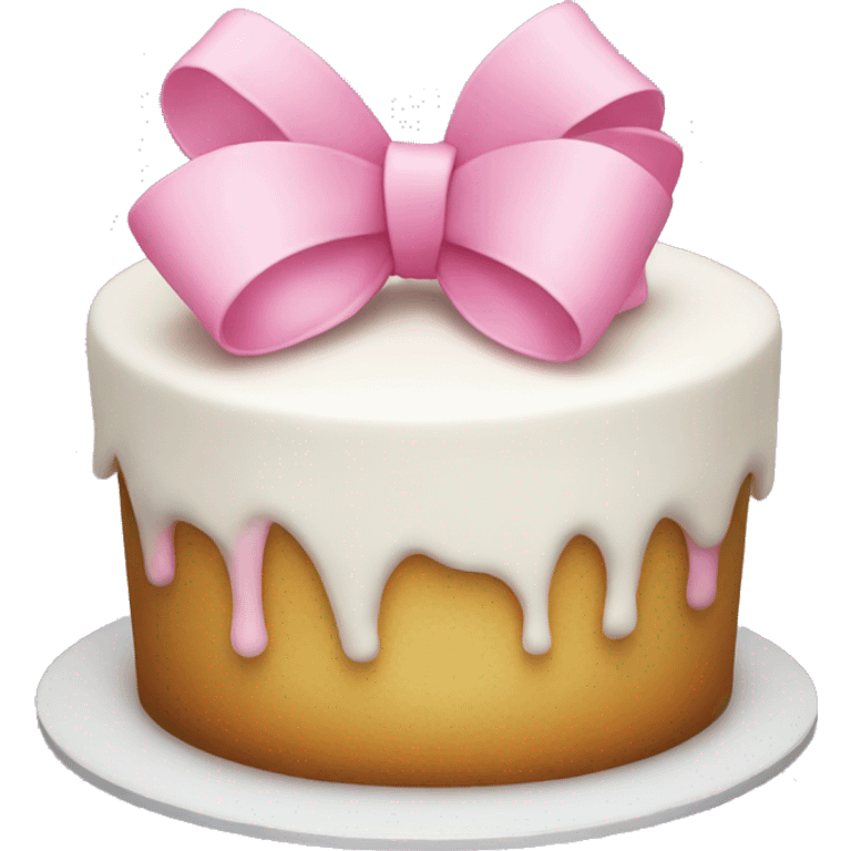 White cake with a pink bow  emoji