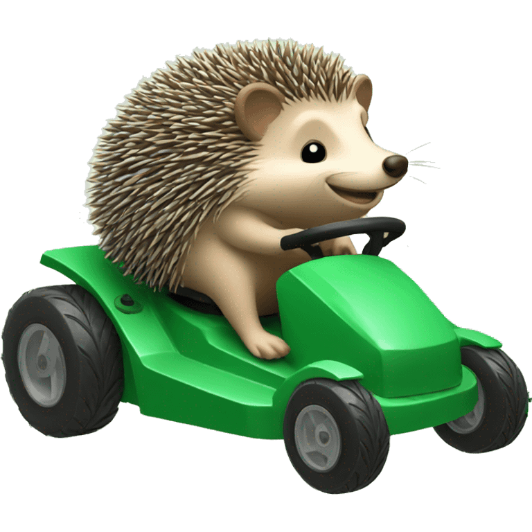 cute hedgehog riding a lawn mower emoji