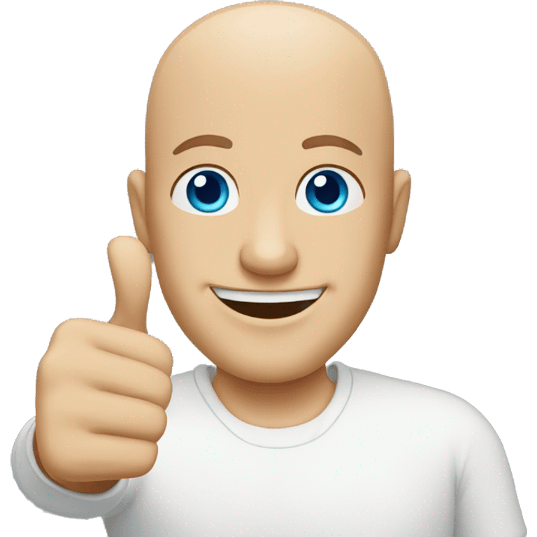 bald man with blue eyes giving the thumbs up emoji