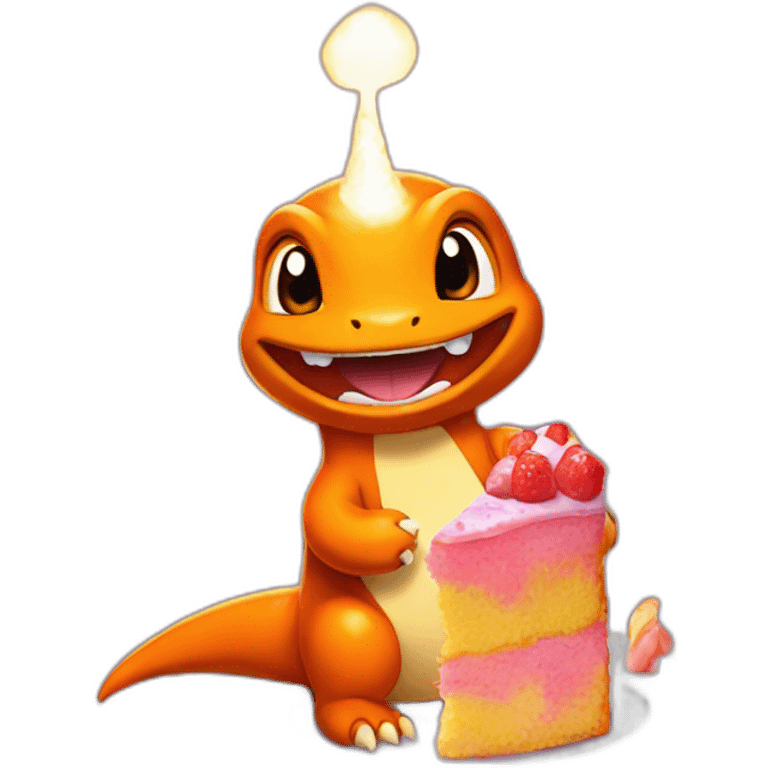 Charmander eating a cake emoji