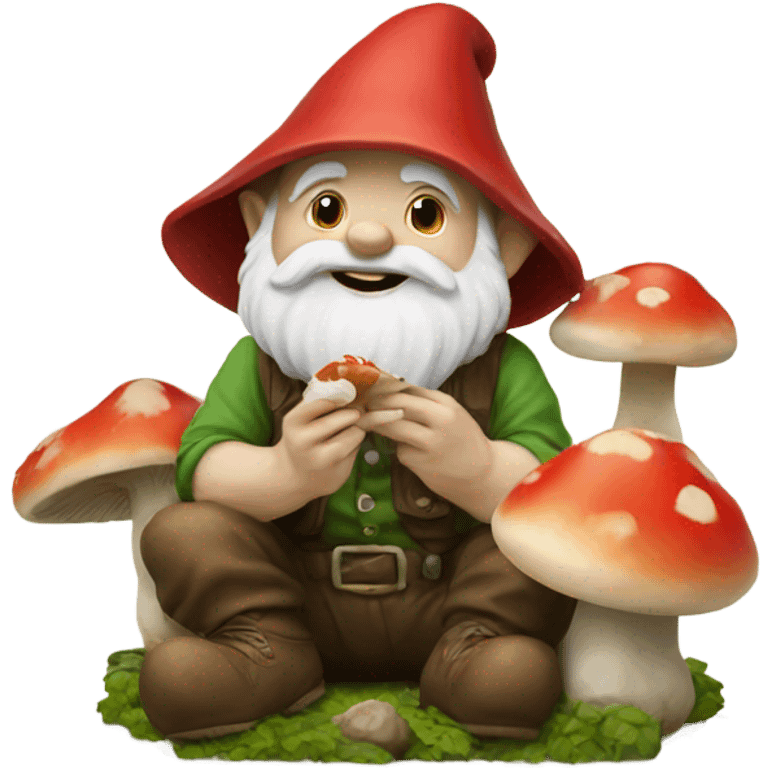 Gnome eating mushrooms emoji