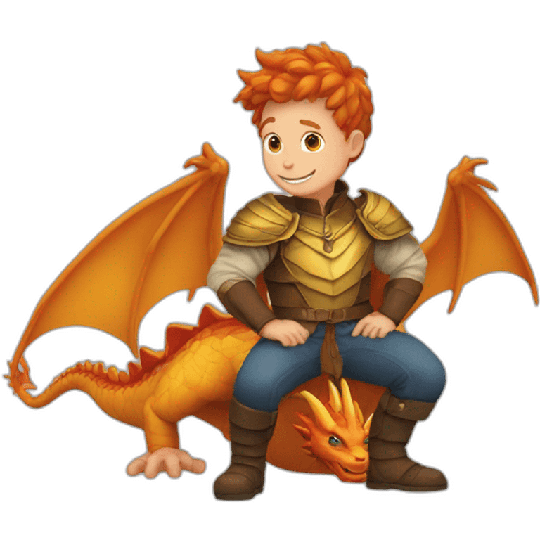 Garçon roux avec un dragon emoji