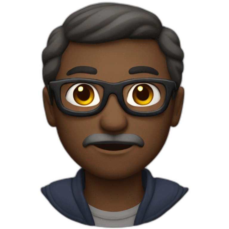 Homme chauve métisse lunette emoji