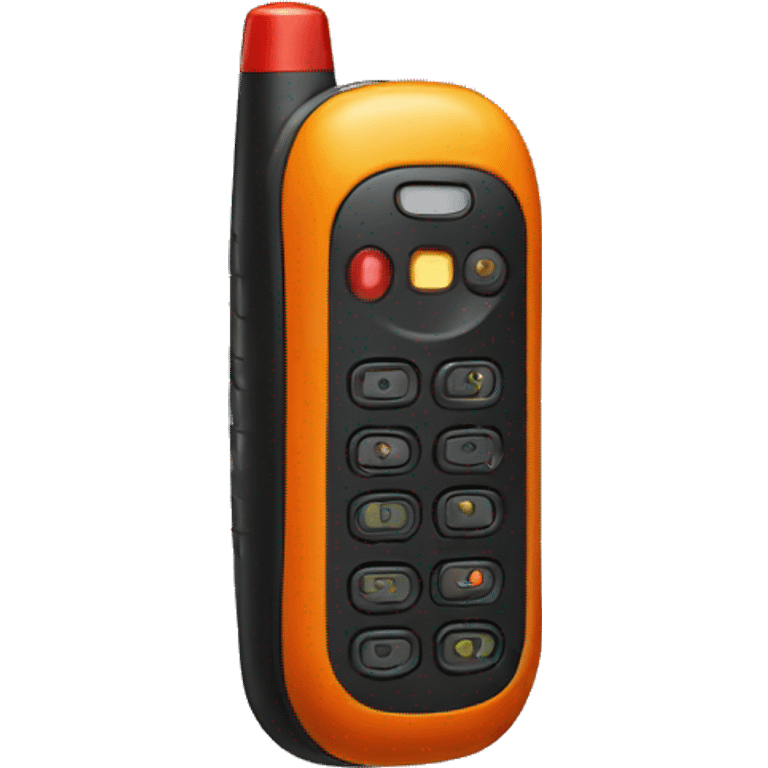 black walkie talkie with red-orange button on side emoji