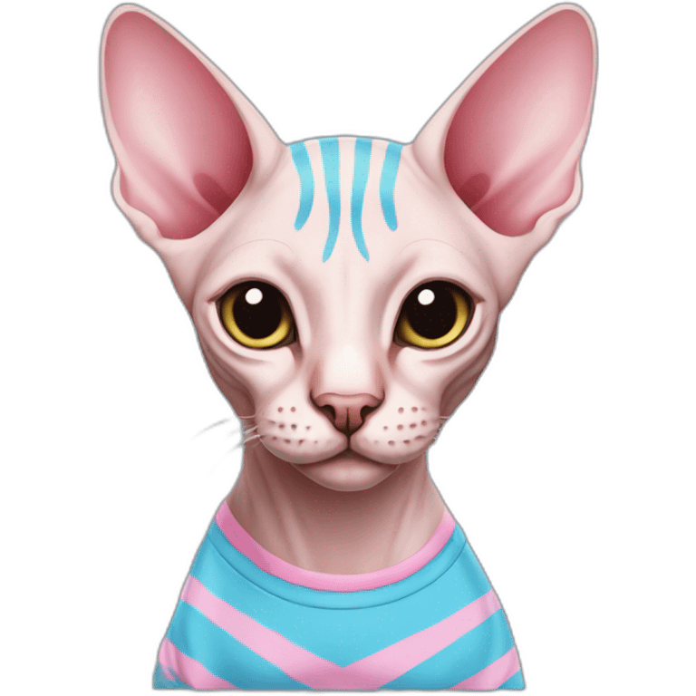 sphynx cat in striped blue and pink tshirt emoji