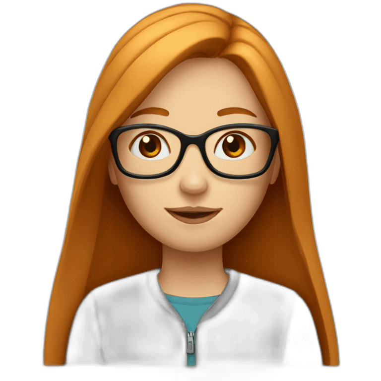 girl with long straight ginger hair and glasses emoji