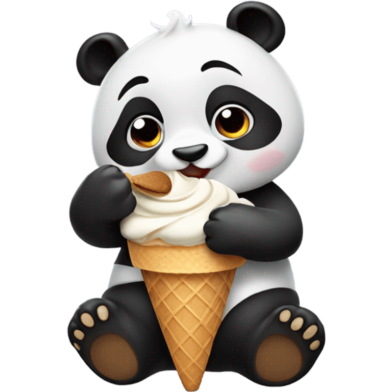 Panda eating ice cream emoji