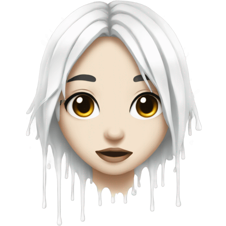 white paint dripping over an anime girl with black hair emoji