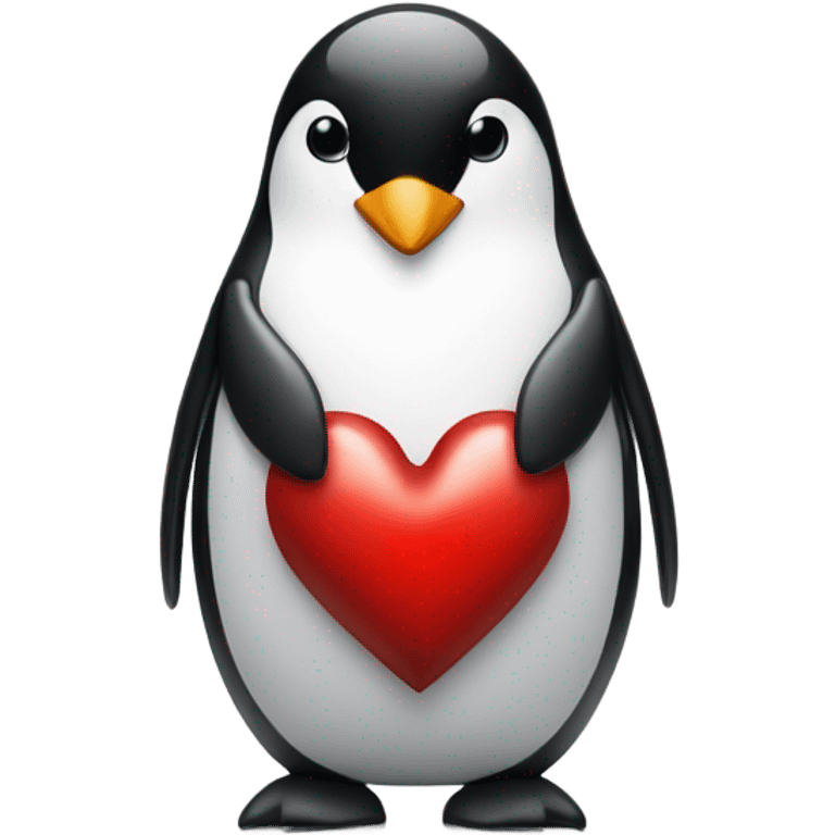 Penguin holding a heart emoji