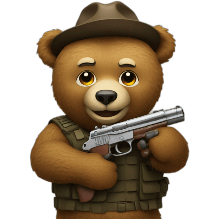 Bear holding a gun close up emoji