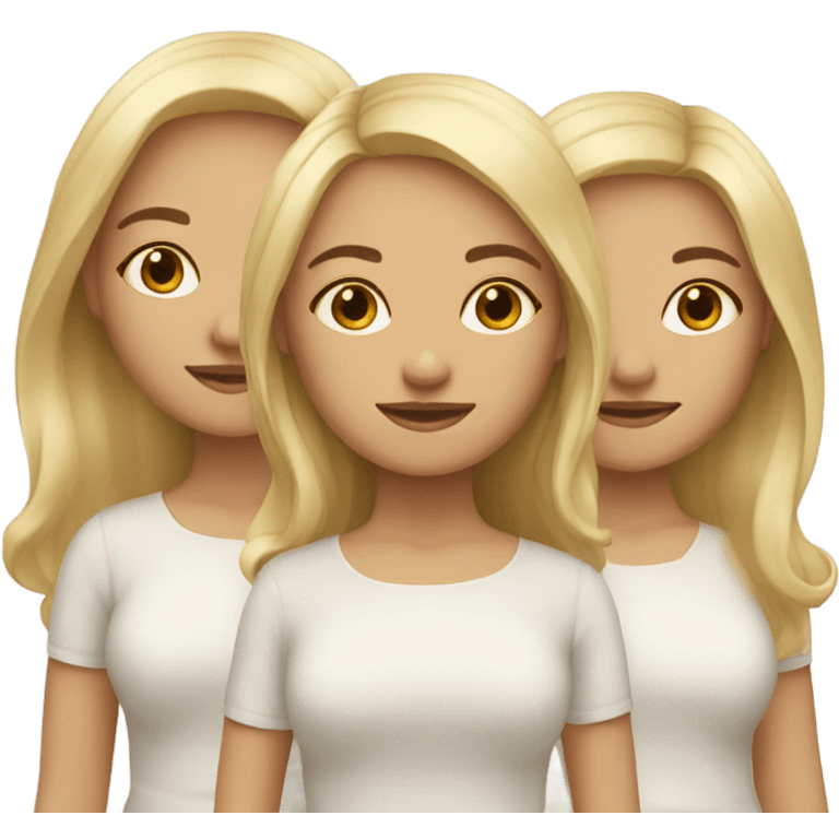 Three sisters all with different lengths of blonde hair Caucasian  emoji