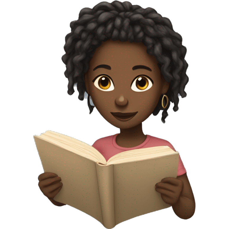 Black girl with locs reading  emoji