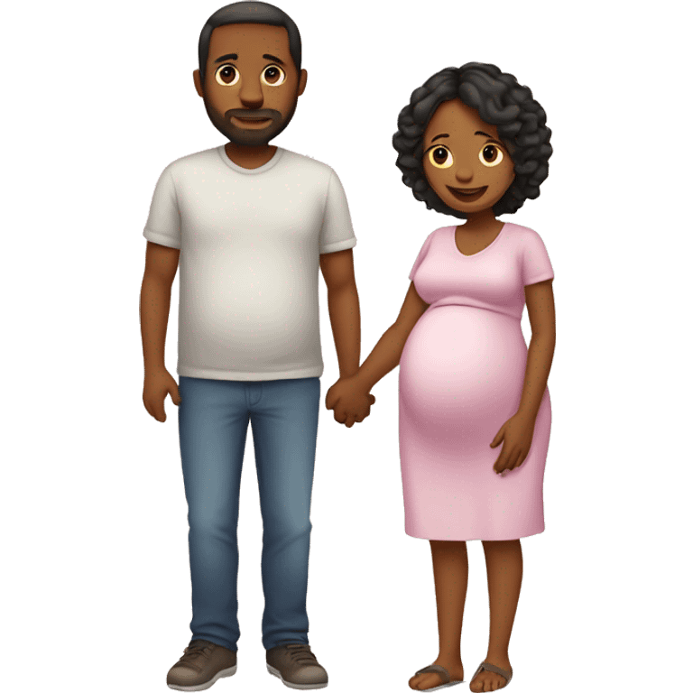 Pregnant mother with father emoji