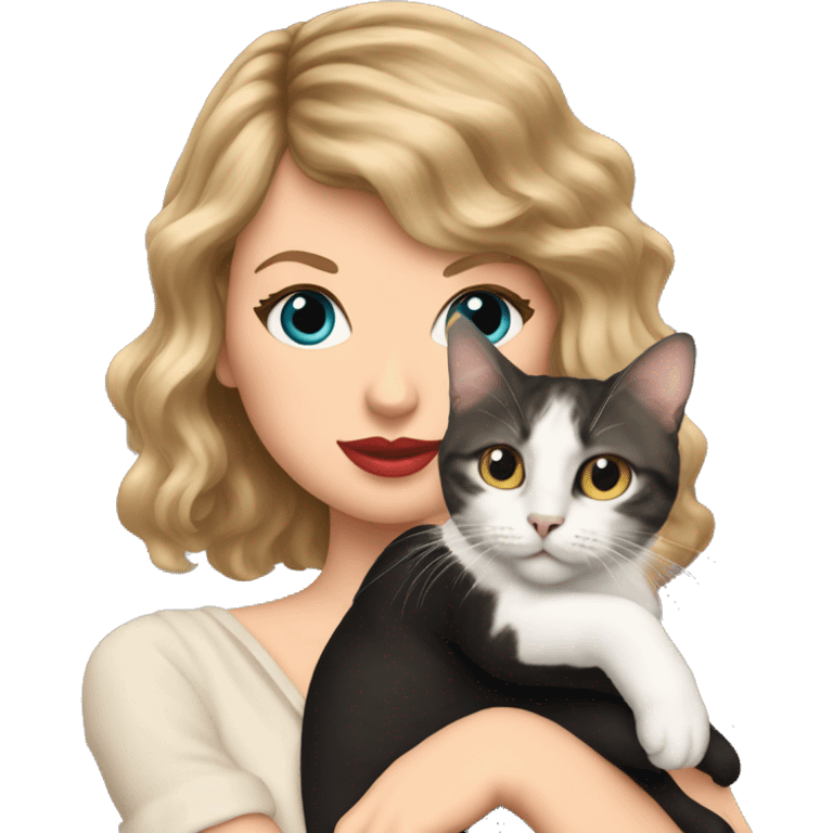 Taylor swift holding cat very mysterious  emoji