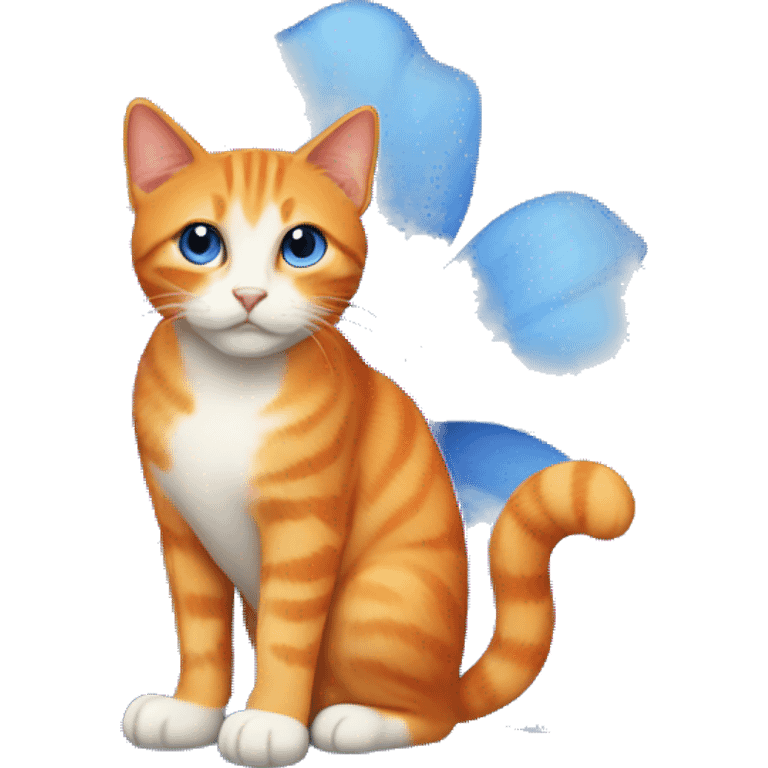 Orange cat with blue flower emoji