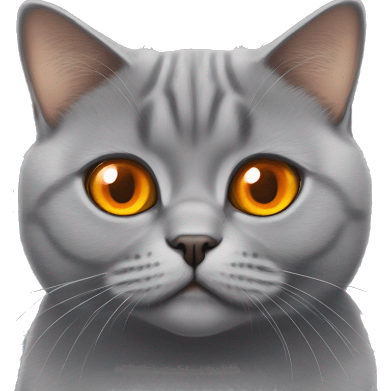 Lila british shorthair cat with orange eyes emoji