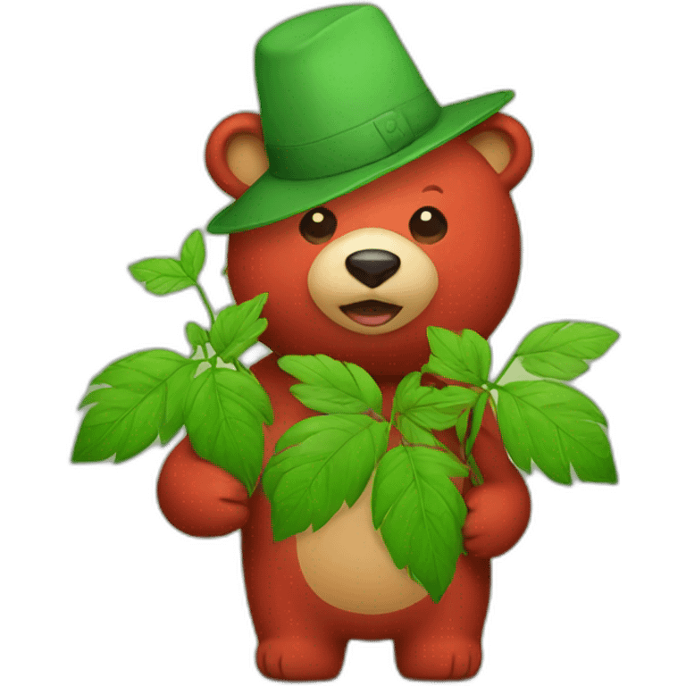 red bear with plant hat emoji