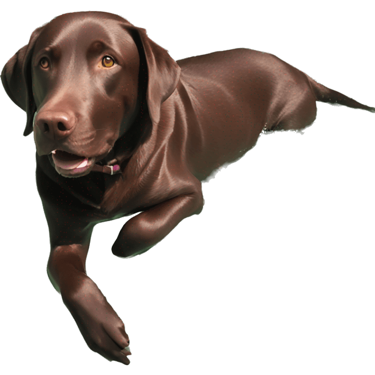 Chocolate Labrador swimming in pool emoji