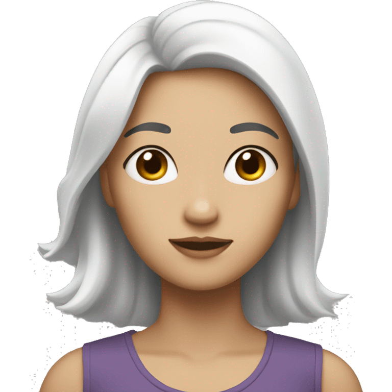 Woman who has half black hair and half White hair  emoji