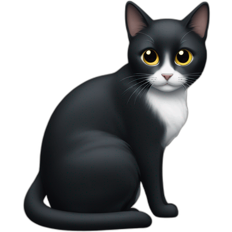 Black cat with white colour emoji