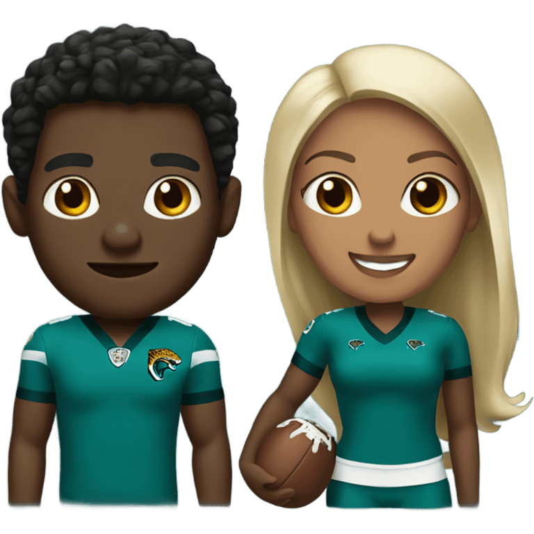 Black man and woman in Jacksonville Jaguar clothes  emoji