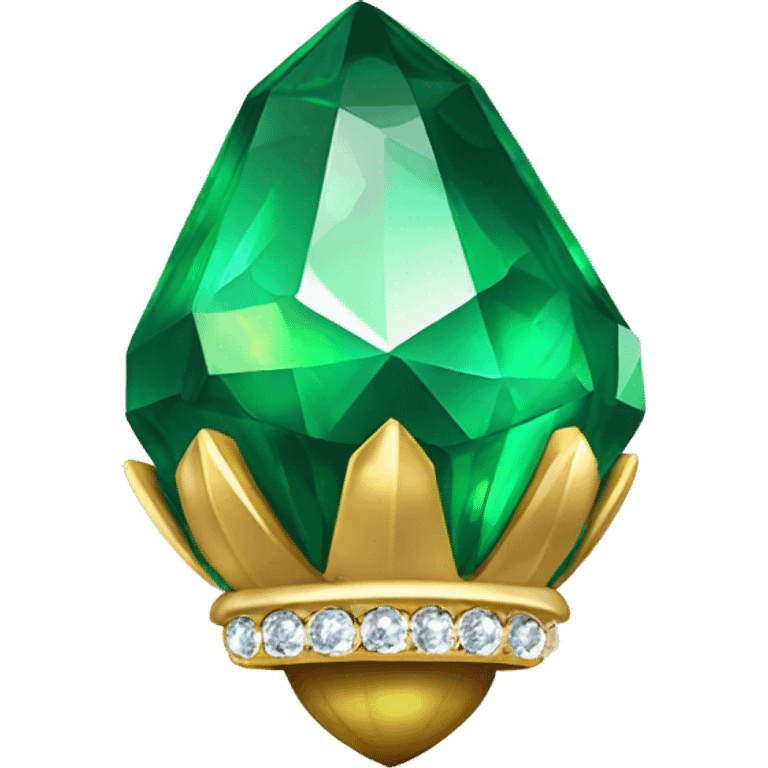 emerald Acorn, sparkling like a diamond, with short top and stem made of gold and diamond emoji