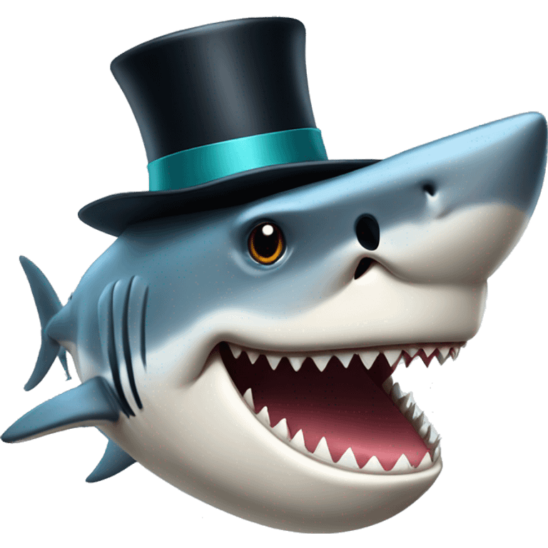 Shark with a top hat emoji