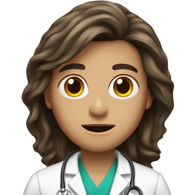 Doctor with long brown hair emoji