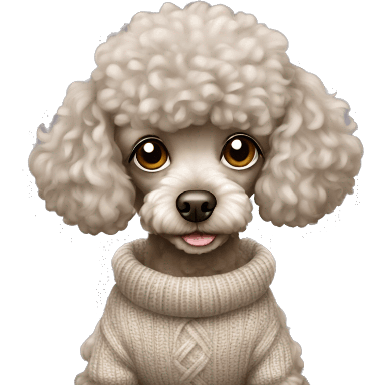 Tired silver beige toy poodle with a sweater emoji