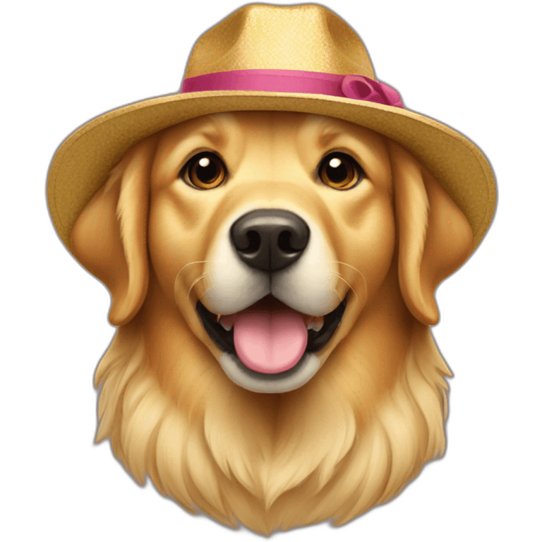 golden retriever dog wearing a Hatta on its head emoji