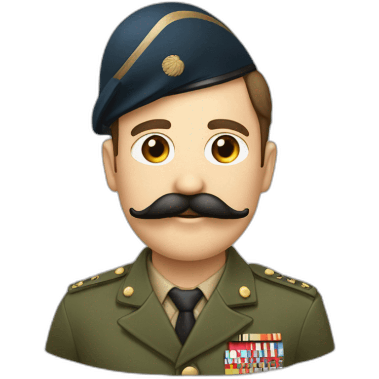 Personne avec une petite moustache carré habiller en tenus militaire emoji