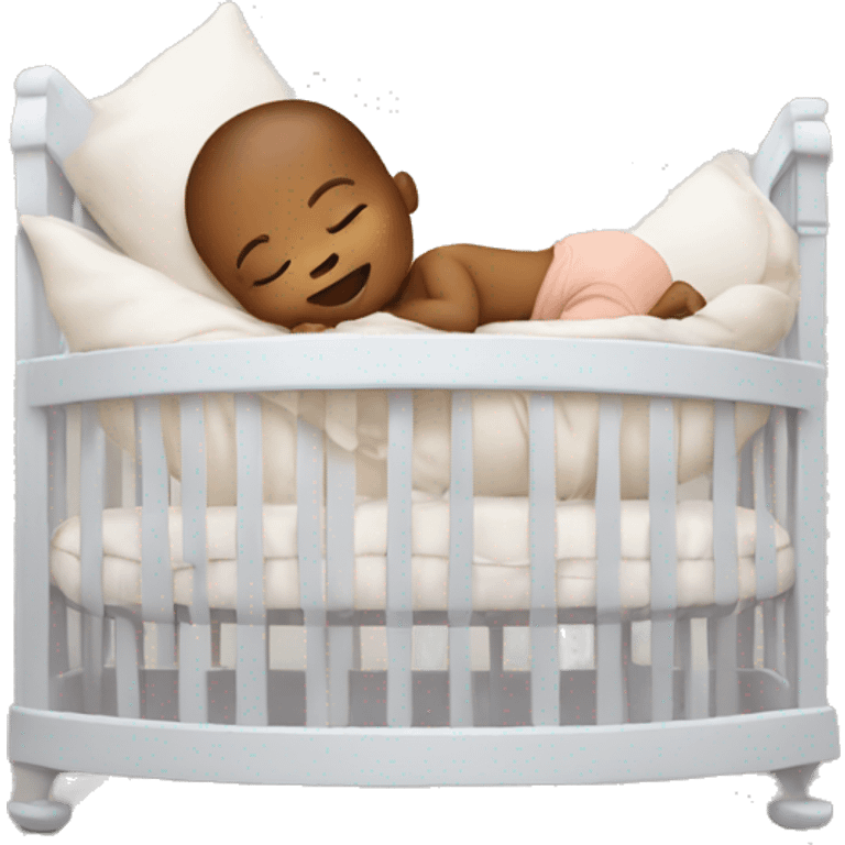 Baby sleeping in a giant crib emoji