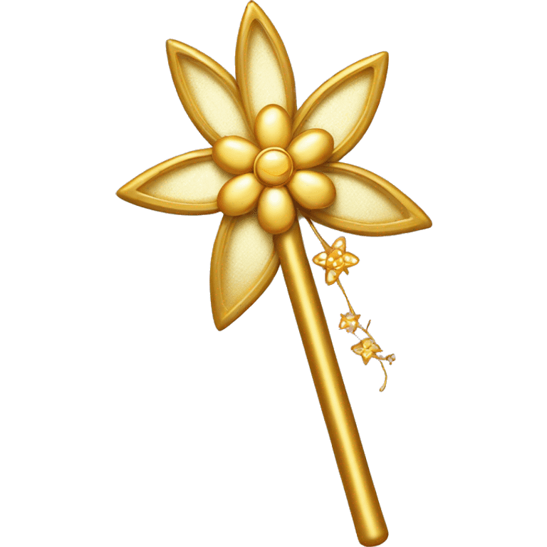 gold fairy wand with flowers emoji