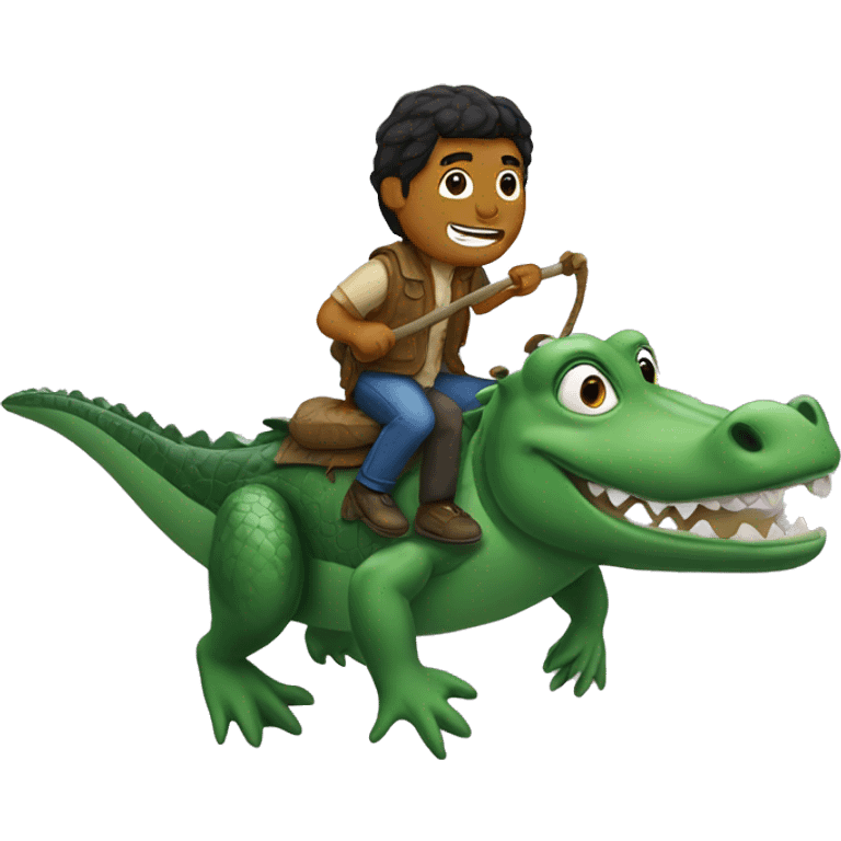 white male with black mullet riding an alligator  emoji