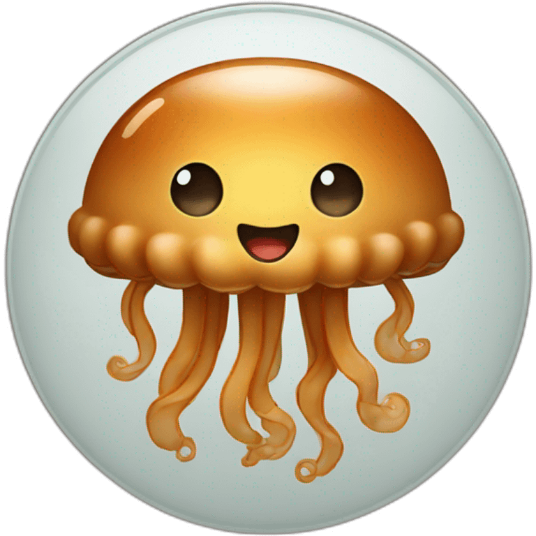 Cute brown jellyfish coin emoji