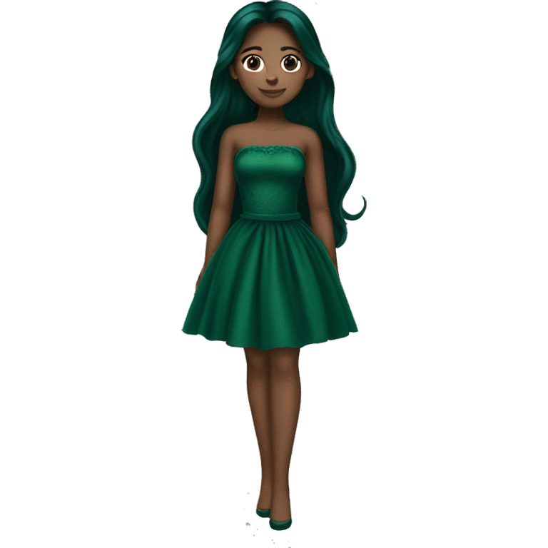 dark green princess dress long brunette hair emoji