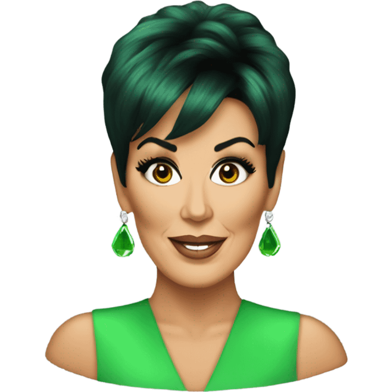 Kris Jenner with a green toupee emoji