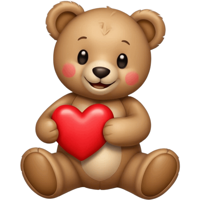 smiling Teddybear holding a red heart emoji