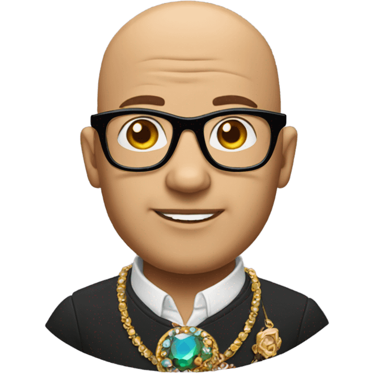 bald man with glasses and jewelry emoji