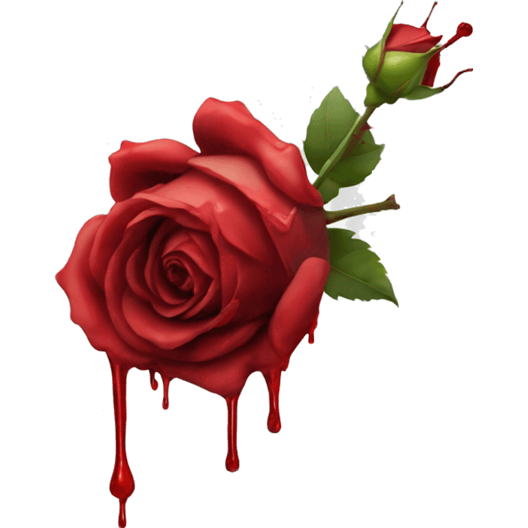 A dying rose with red dripping emoji