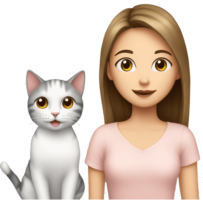 cat and girl emoji