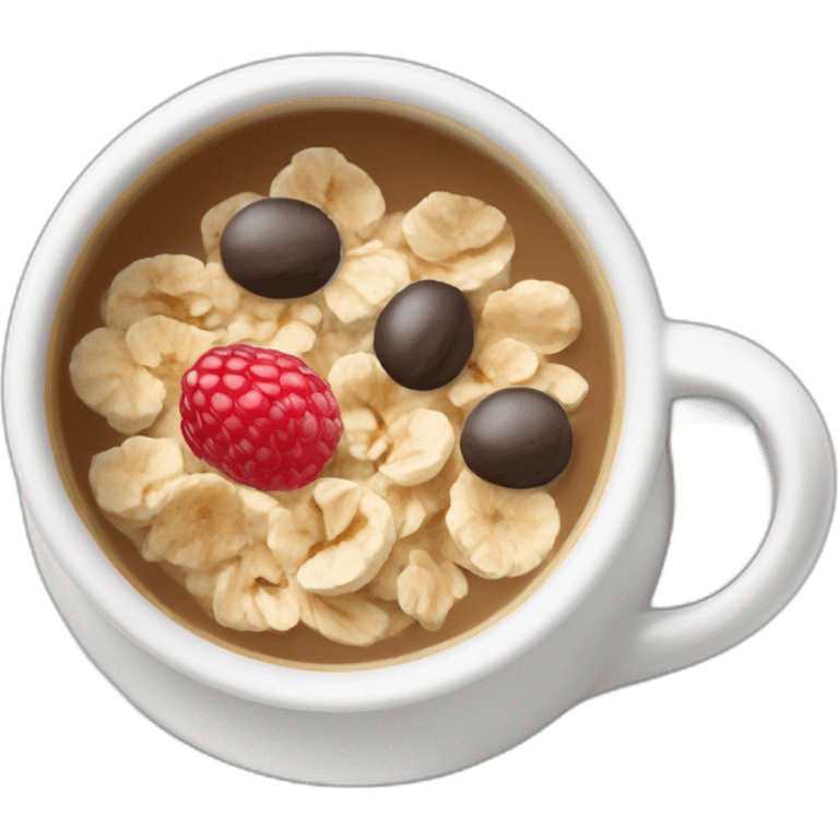 tasse d’expresso à côté d’un bol de muesli emoji